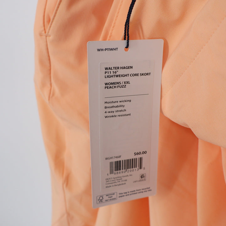 Walter Hagen P11 16" Lightweight Core Skort Peach Fuzz Orange XXL