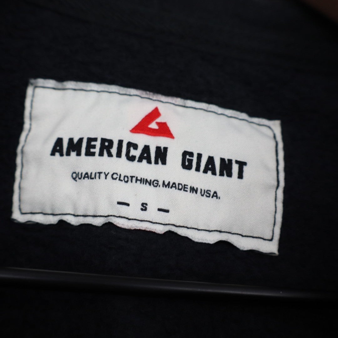American Giant Hoodie Women Small Black Full Zip Cotton Logo Drawstring Rib Hem