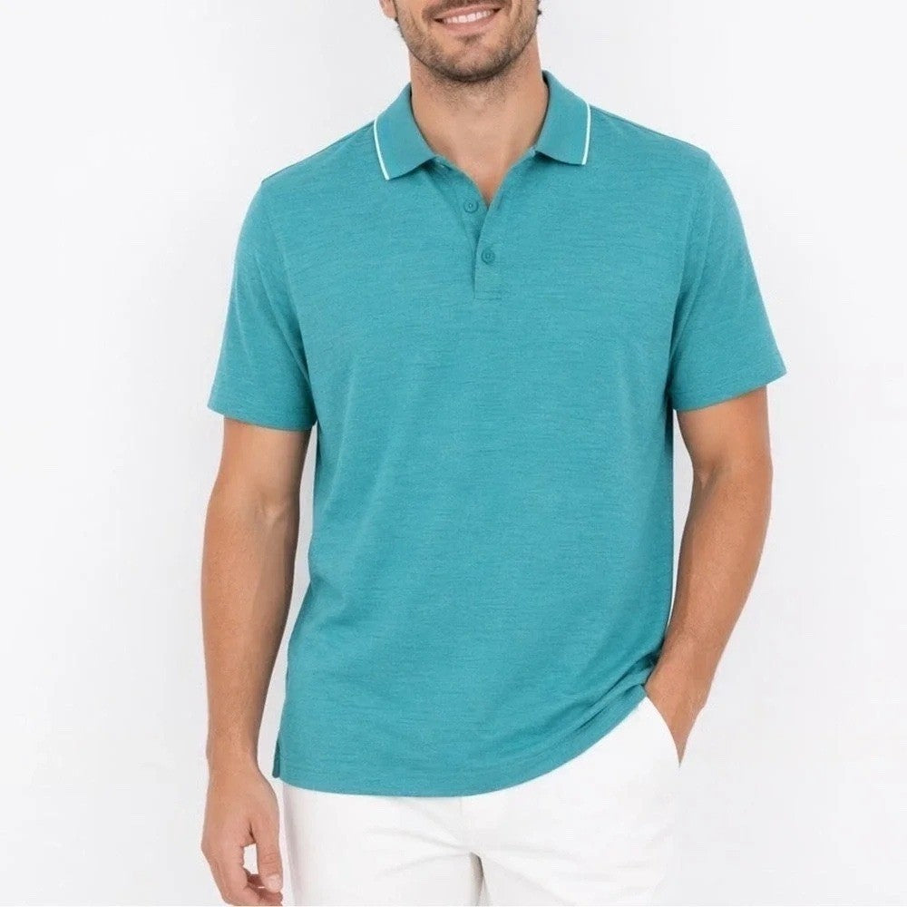 Walter Hagen Mens P11 Birdseye Athletic Fit Polo Shirt Aqua Blue New S