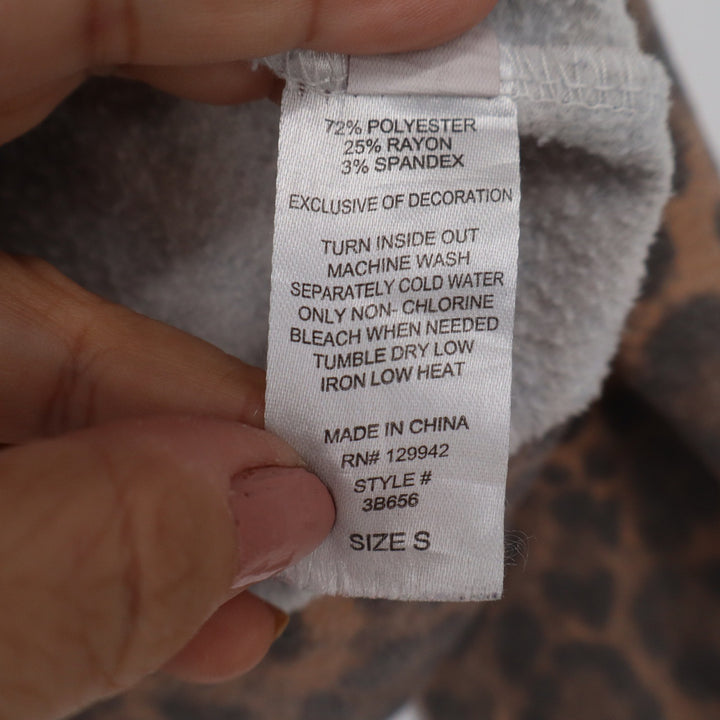 btween Womens Mama Leopard Print Sweatshirt Brown Gold Glitter Size S