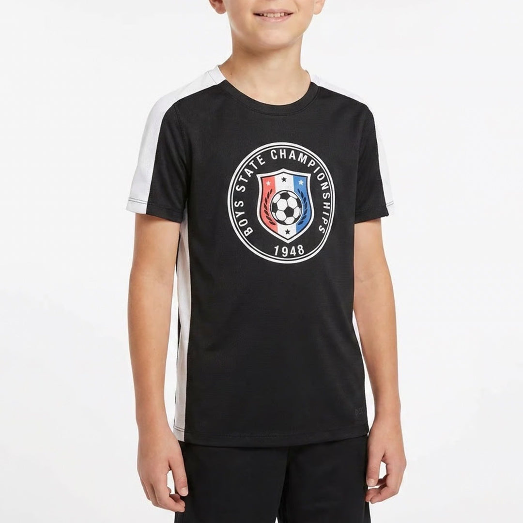 DSG Boys XS 6-7 Pieced Graphic Movement Tee Black White Soccer Championship