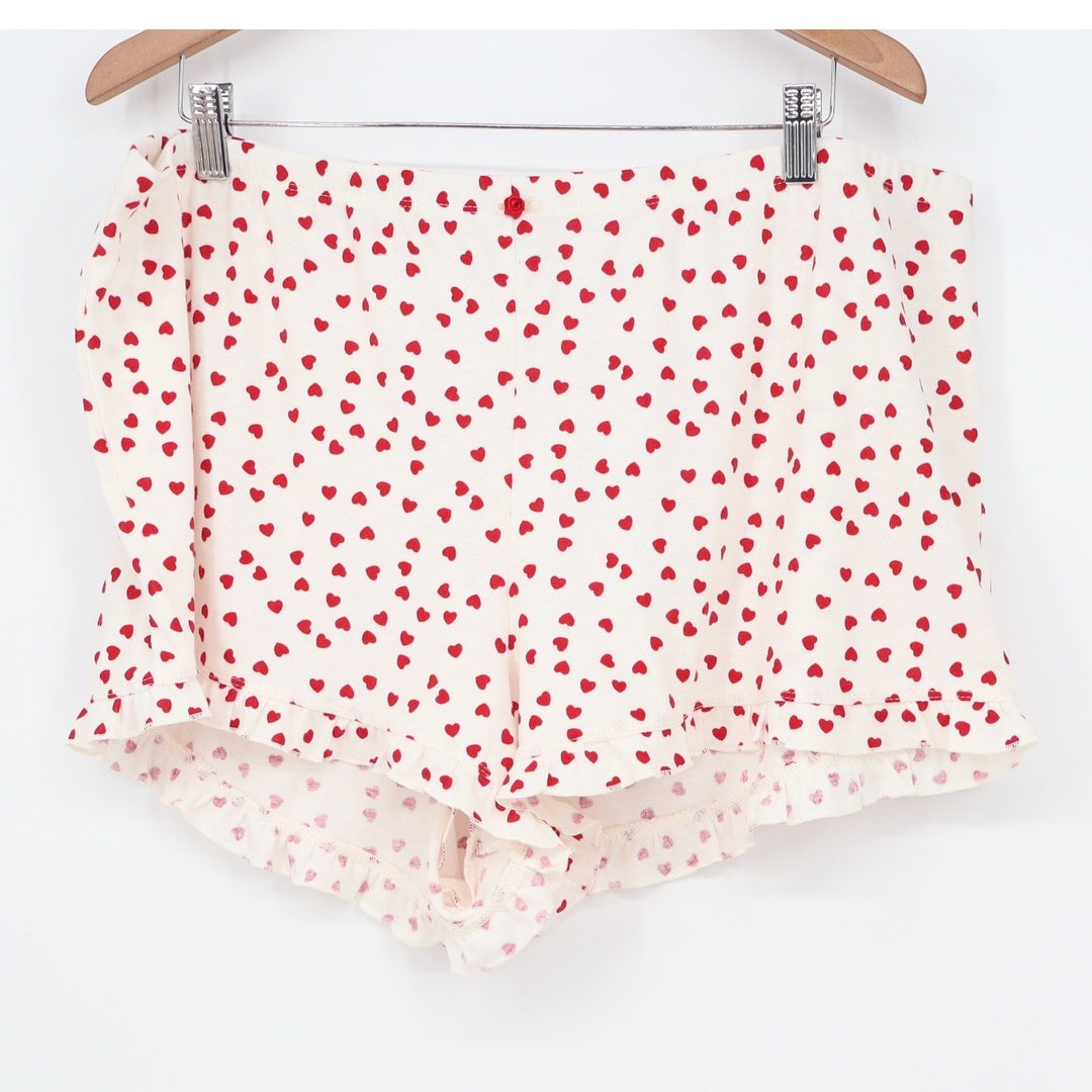 Wild Fable XXL White Red Heart Print Pointelle Cami Tank and Shorts Pajama Set