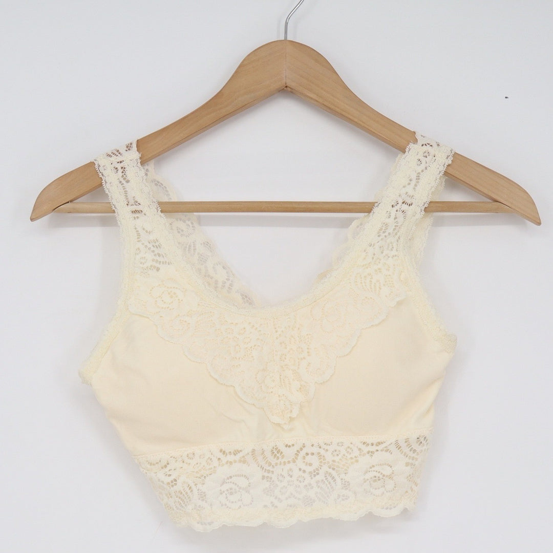 Altar'd State Intimates Cream Floral Lace Bralette V-Neck Crop Top S/M