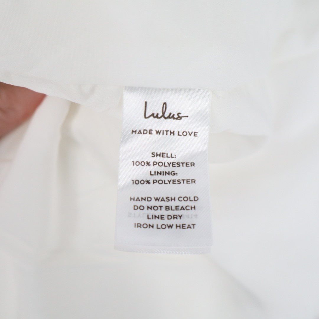 Lulus Emele Mini Dress Women Large White Stretch Textured Tiered Spaghetti Strap
