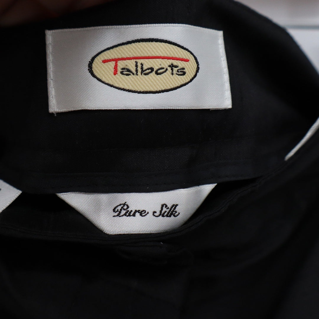 Talbots Black 100% Pure Silk Lined Tapered Leg Dress Pants Trousers Womens 12