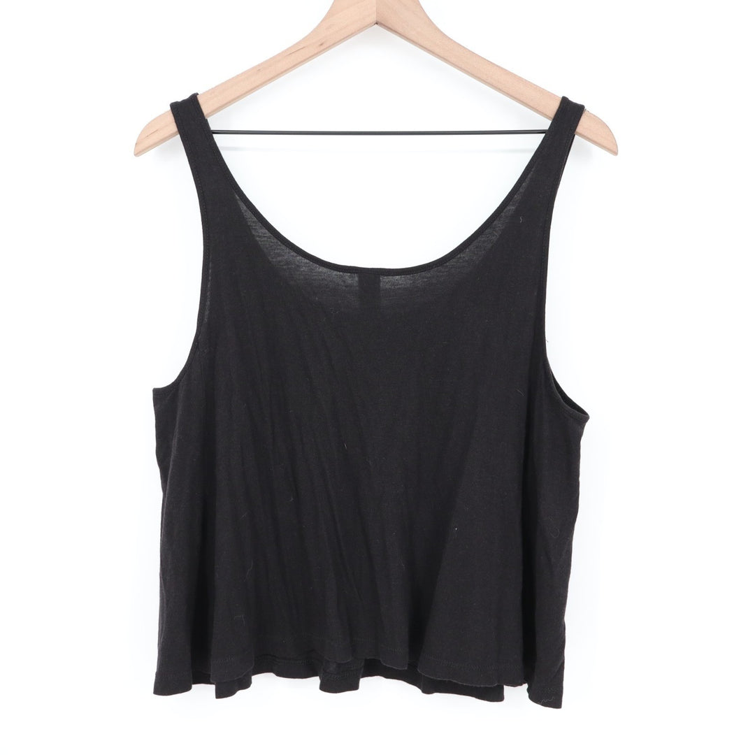 Pimatee By Pima Apparel Crop Tank Top Womens Large Black Scoop Neck Wide Strap