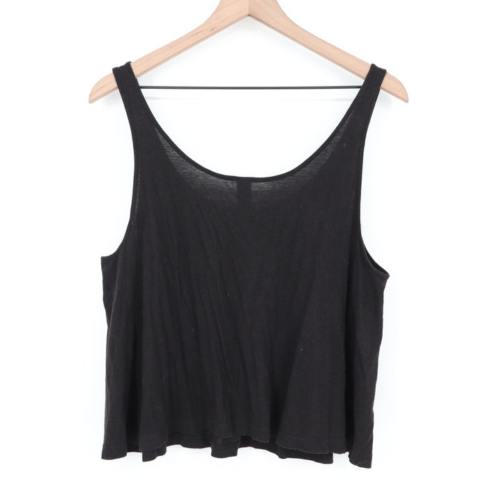 Pimatee By Pima Apparel Crop Tank Top Womens Large Black Scoop Neck Wide Strap