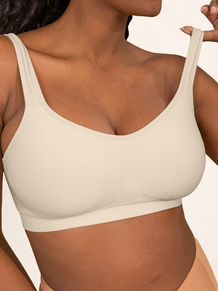 Truekind Daily Comfort Wireless Shaper Bra Womens Medium Beige Dig-Free Band