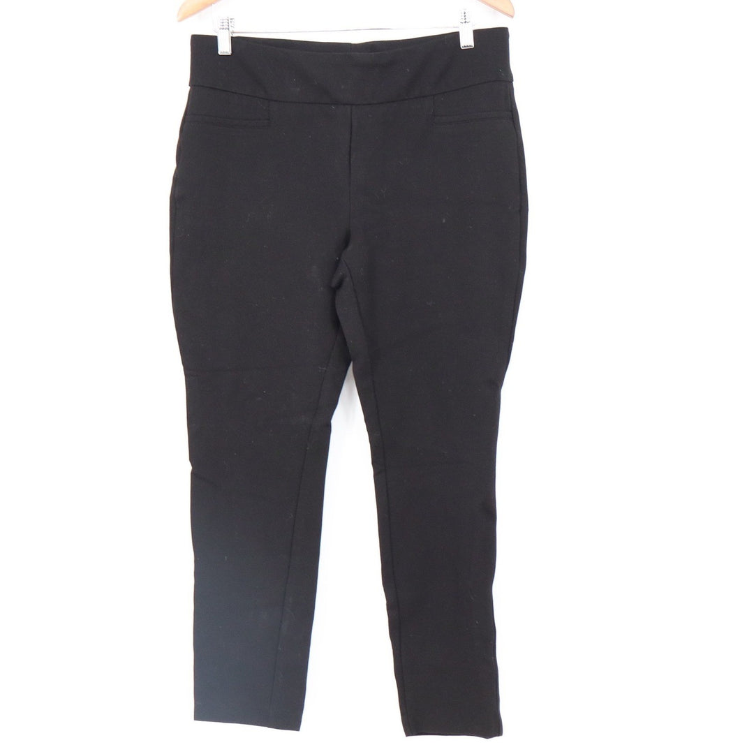 Dalia Womens Black Pull On Slim Ankle Pants Stretch Ponte Work Trousers Size L