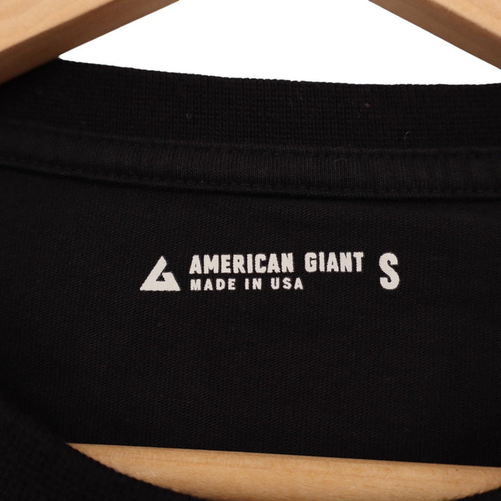 American Giant Pocket Tee Shirt Mens Small Black Cotton Ribbed Cuffs Crew Neck