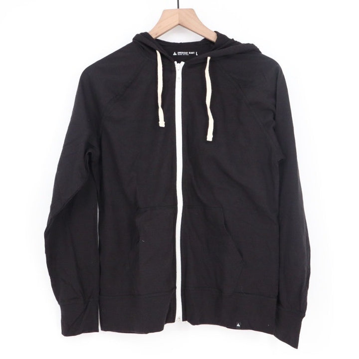 American Giant Women's Lightweight Full Zip Black Solid Sweatshirt L Made USA