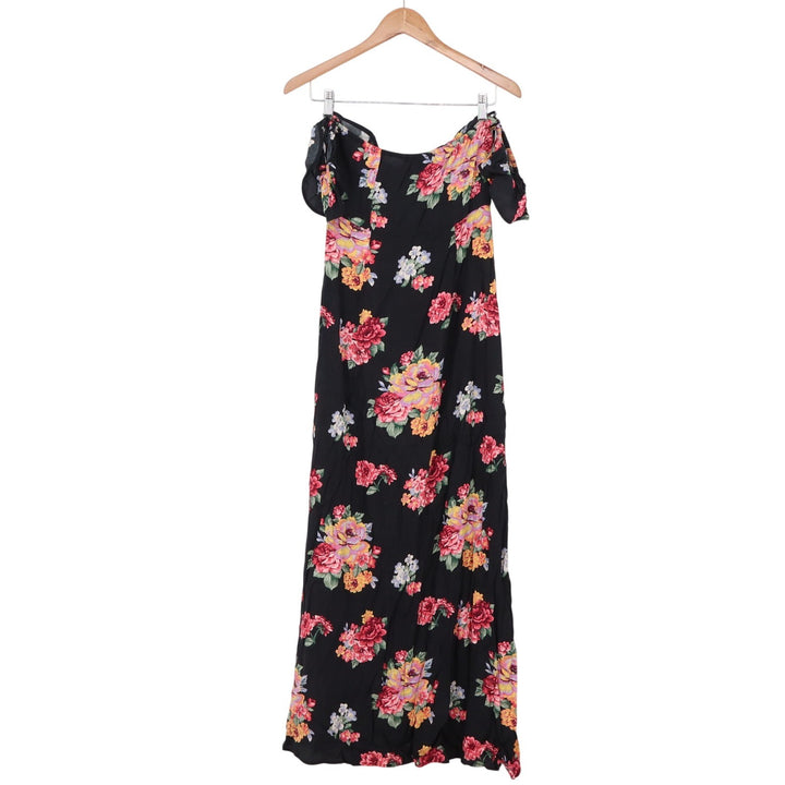 Forever 21 Maxi Dress Womens S Off-Shoulder Floral Black Ruffle Excellent