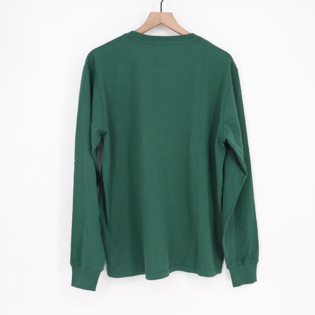 American Giant T-Shirt Men L Hunter Green Cotton Ribbed Long Sleeve Front Pocket
