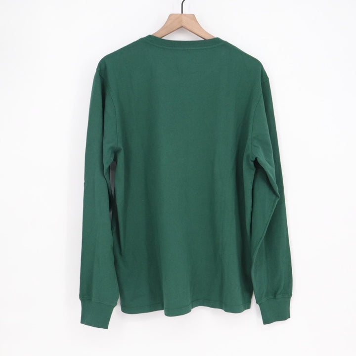 American Giant T-Shirt Men L Hunter Green Cotton Ribbed Long Sleeve Front Pocket