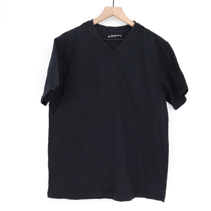 American Giant Premium Slub V-Neck Tee Black Size L Made In USA