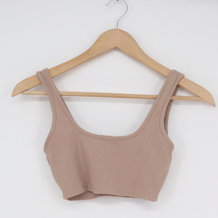 Fashion Nova Womens XS Taupe Mauve Scoop Neck Crop Top Sleeveless USA