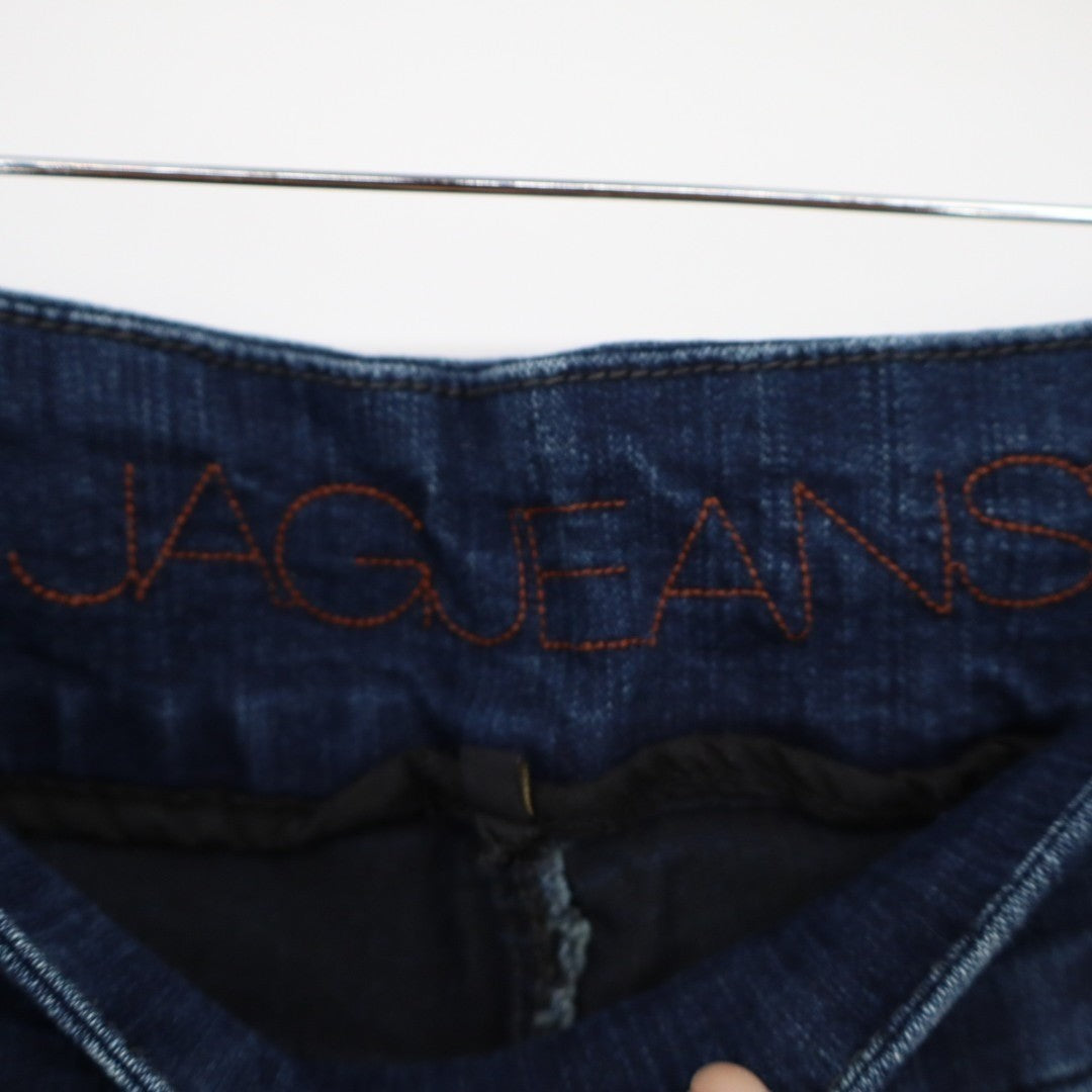 Jag Jeans Women 16 Blue Denim Cotton Stretch Elastic Waist Mid Rise Straight Leg