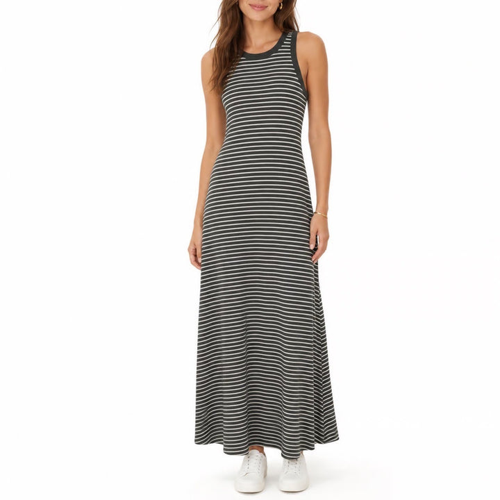 Z Supply Maxi Dress Womens Medium Olive Green Striped Ribbed Excellent
