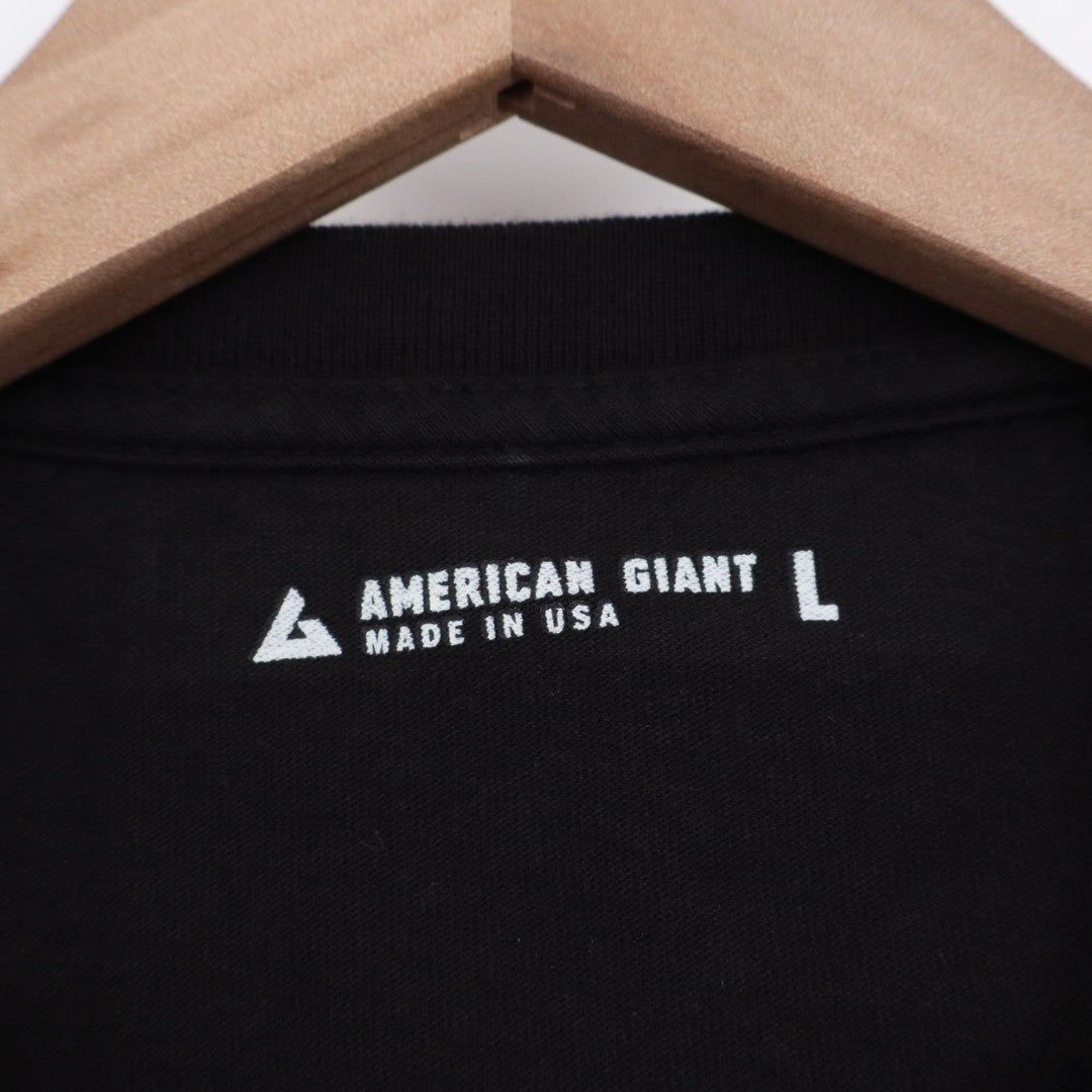 American Giant T-Shirt Mens Large Black Cotton Crew Neck Outdoor Everyday Wear