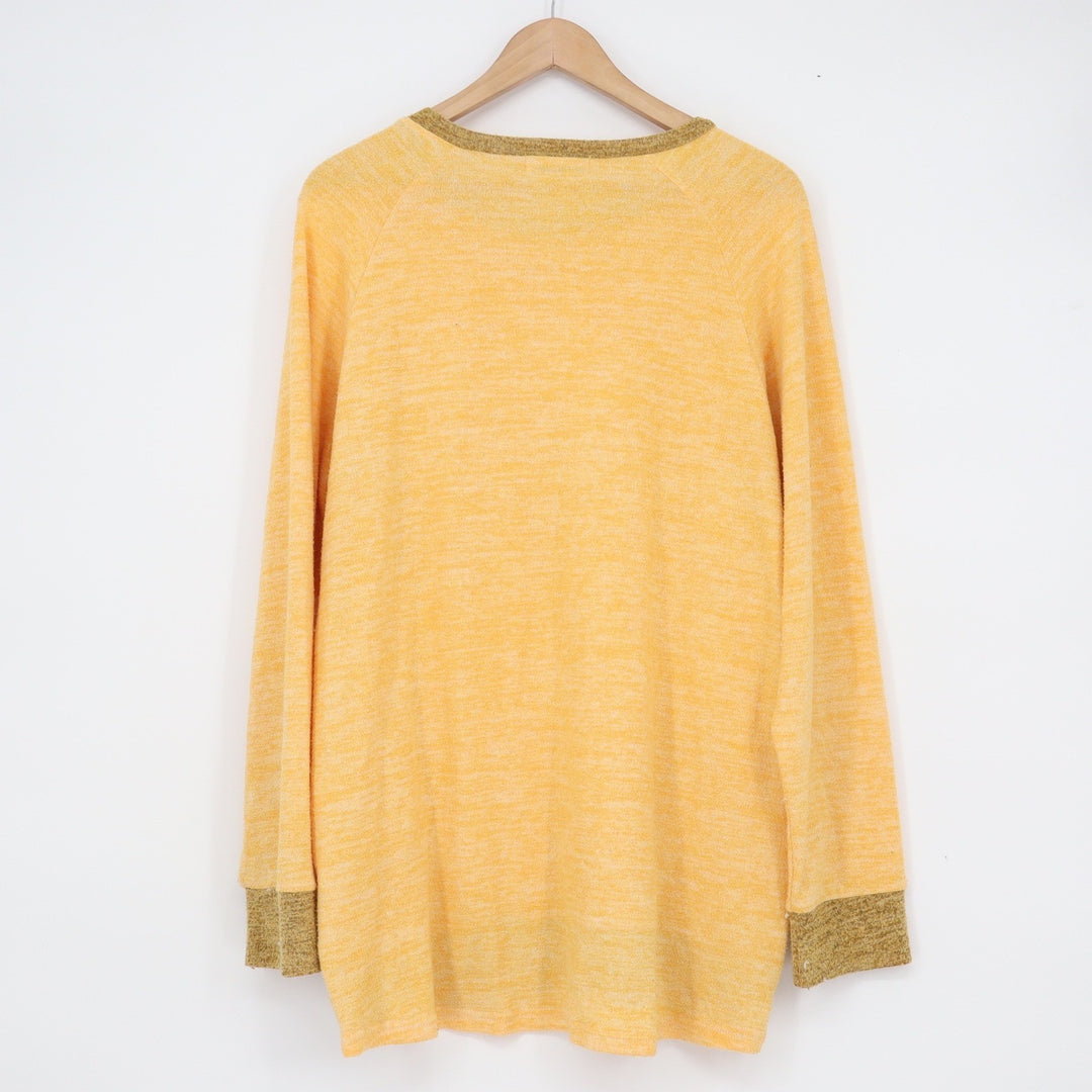Gadewake Yellow Marled Pullover Sweater Long Sleeve Pocketed Crew Neck Large