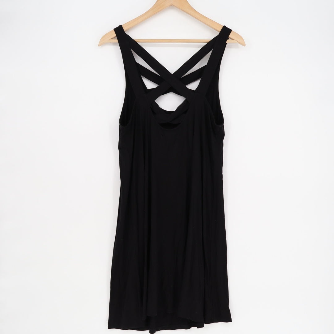 American Eagle Outfitters Tank Dress Womens Large Black Stretch Criss-Cross Back