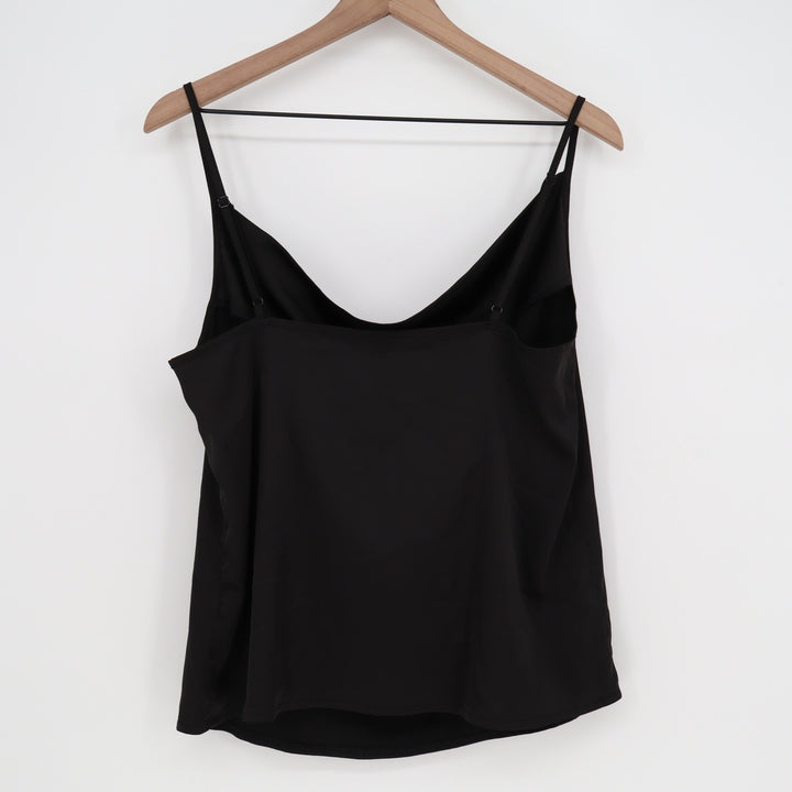 SHEIN Womens Black Cowl Neck Camisole Adjustable Spaghetti Strap Top Size L