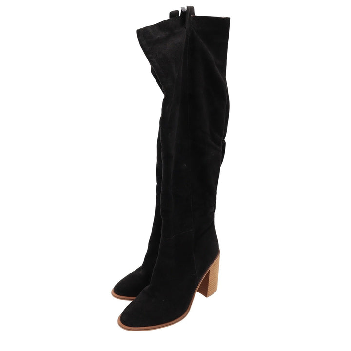 Mi.iM Womens Black Faux Suede Over The Knee Block Heel Boots Size 9 Pointed Toe