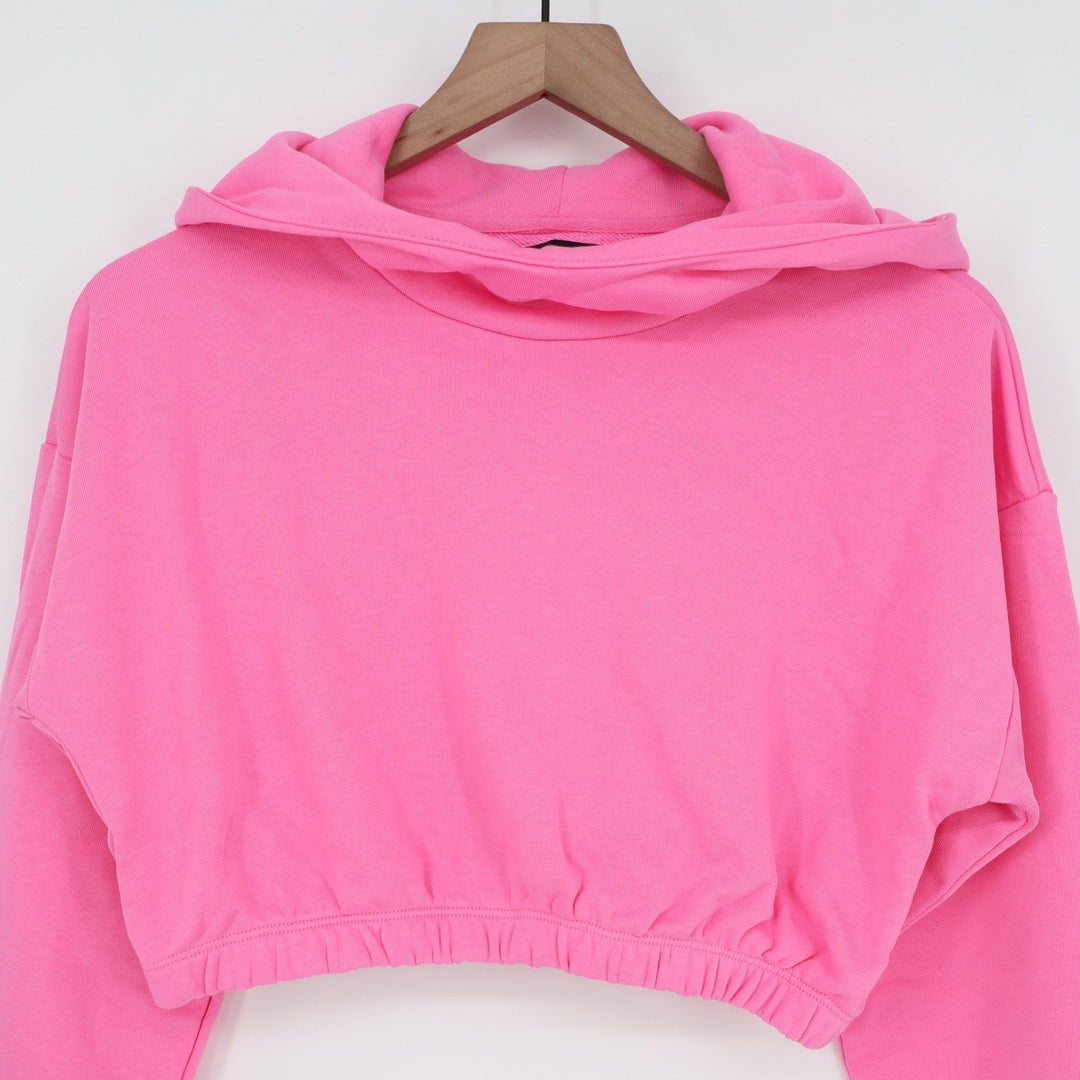 Naked Wardrobe Womens Pink Cropped Hoodie Sweatshirt Size S Hot Pink