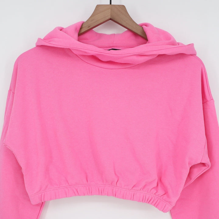 Naked Wardrobe Womens Pink Cropped Hoodie Sweatshirt Size S Hot Pink