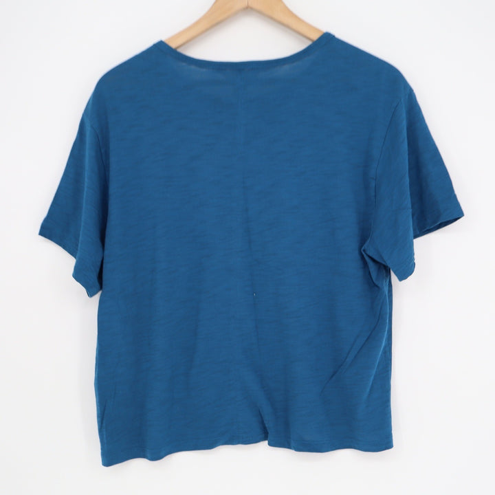 Athleta Zephyr Blue Slub Knit Relaxed Crew Neck Short Sleeve T-Shirt Womens L