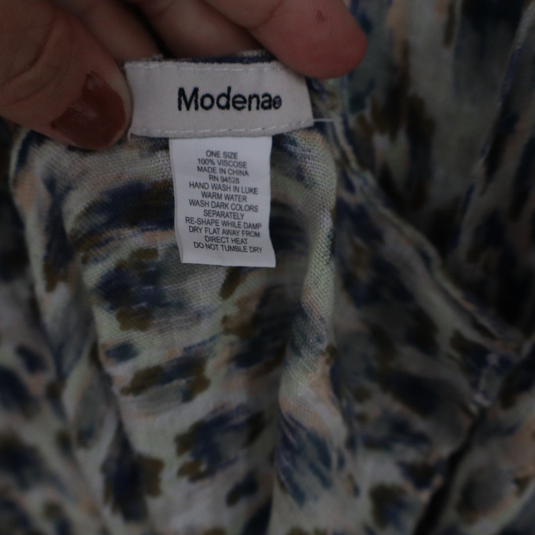 Modena Blue Animal Print Viscose Kimono Wrap Open Front Cardigan One Size