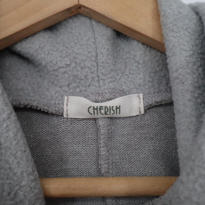 Cherish Womens Cowl Neck Poncho Sweater Heather Grey Layered Hem XS/S