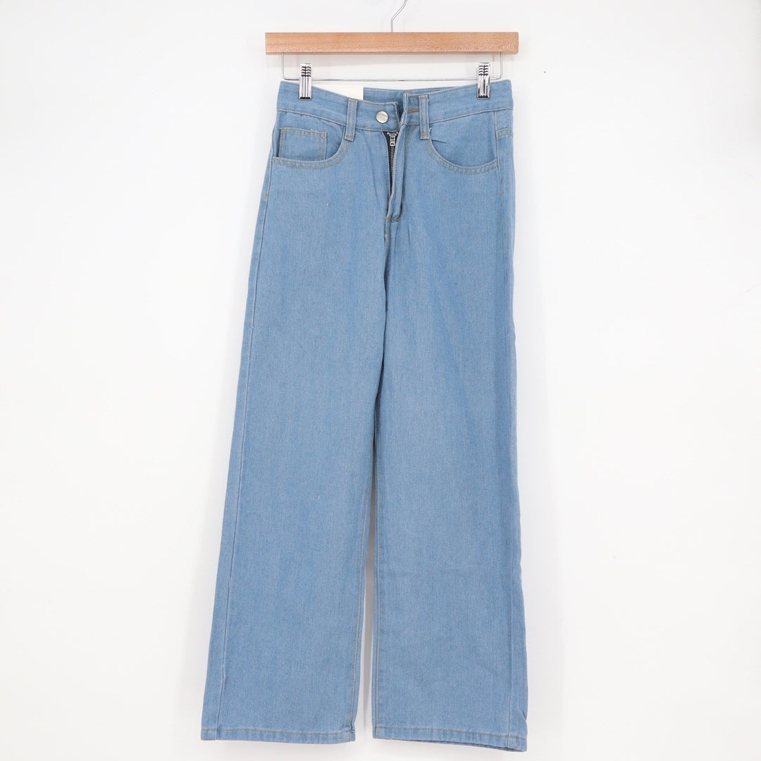 Fashion Jeans Light Wash High Waisted Wide Leg Denim Pants Size Small