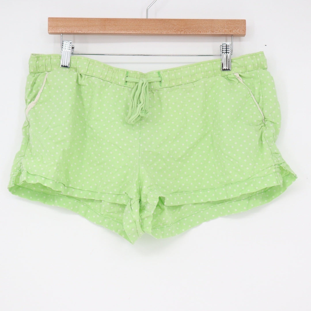 Old Navy Intimates Lime Green Polka Dot Pajama Shorts Medium Drawstring Ruffle