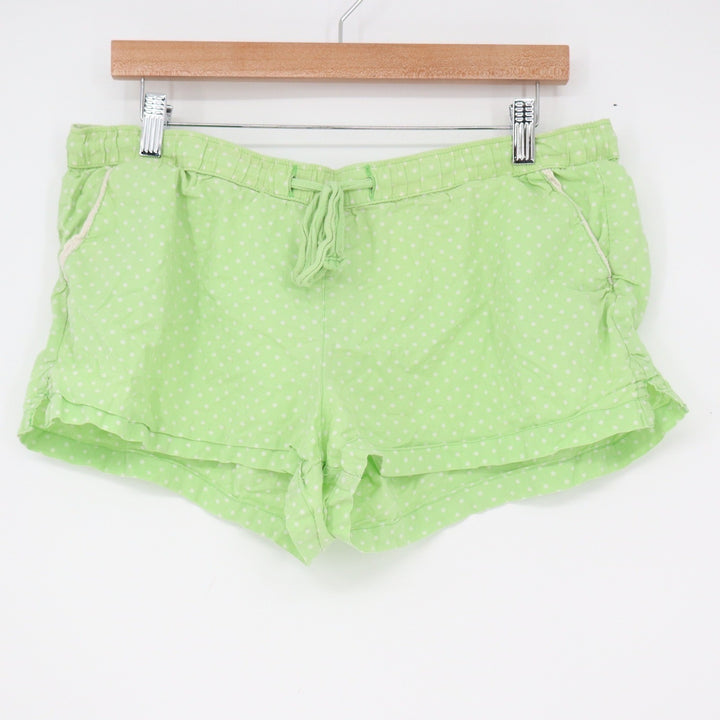 Old Navy Intimates Lime Green Polka Dot Pajama Shorts Medium Drawstring Ruffle