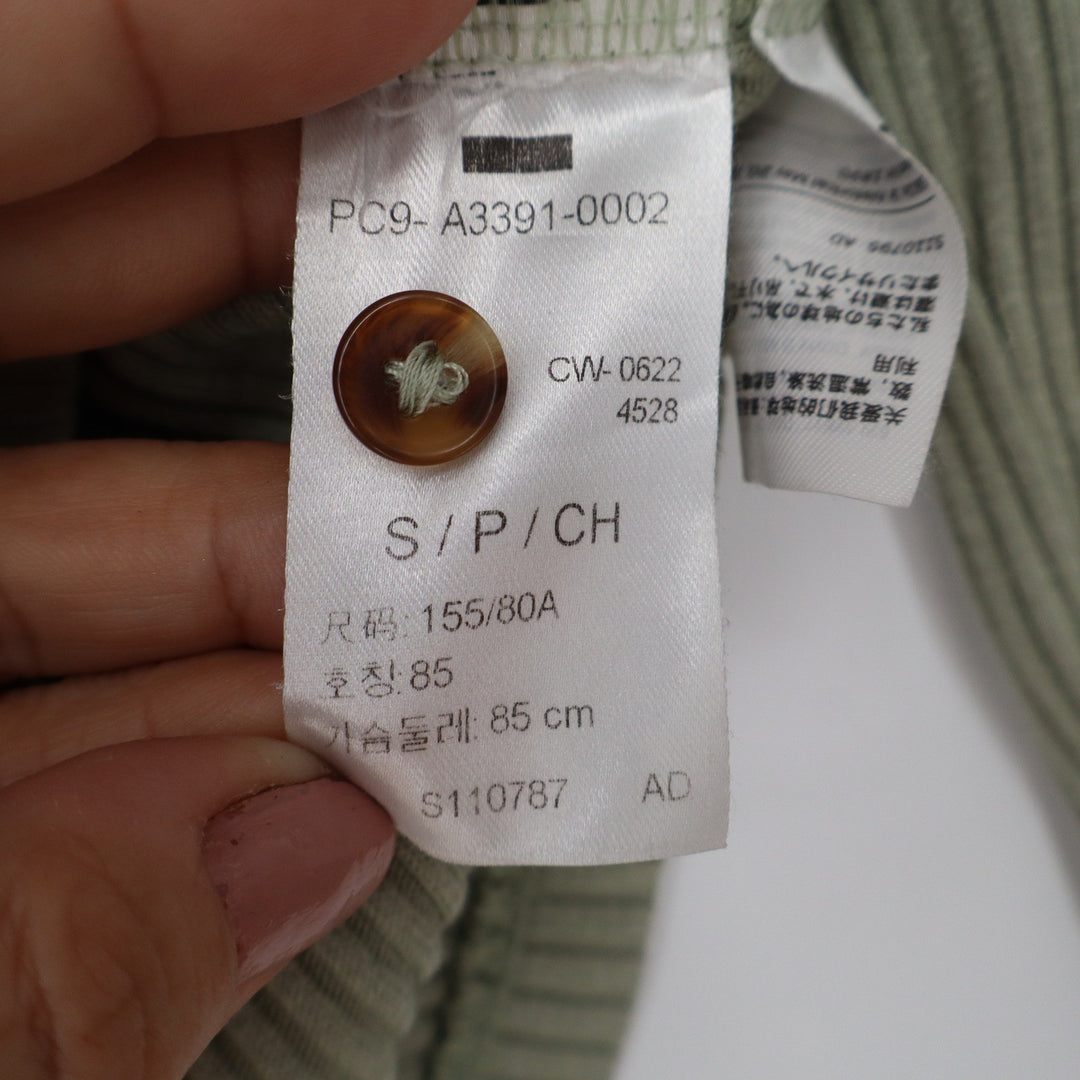 Levis Womens Sage Green Ribbed Knit Scoop Neck Button Front Cardigan Top Small
