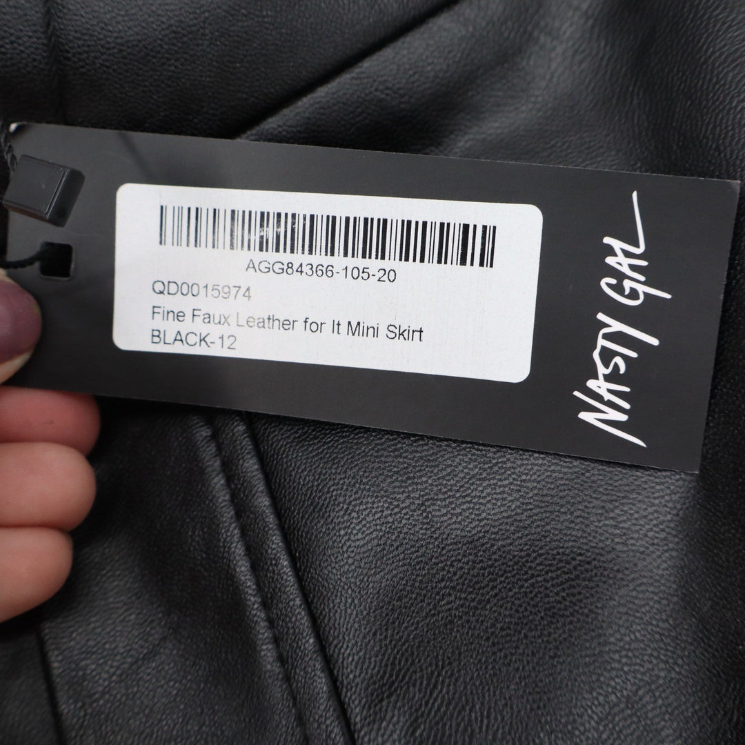 Nasty Gal Collection Black Faux Leather Mini Skirt Size 8