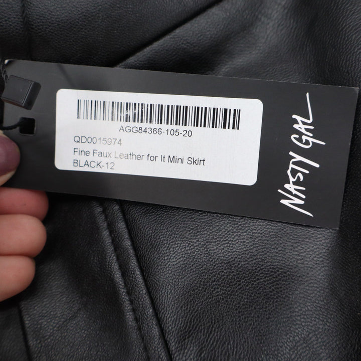 Nasty Gal Collection Black Faux Leather Mini Skirt Size 8
