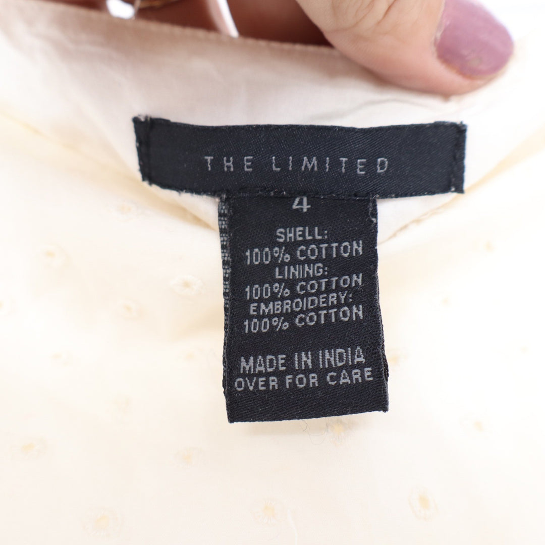 The Limited Cream Eyelet Cotton Mini Skirt Tiered Ruffle Hem Size 4 Embroidered