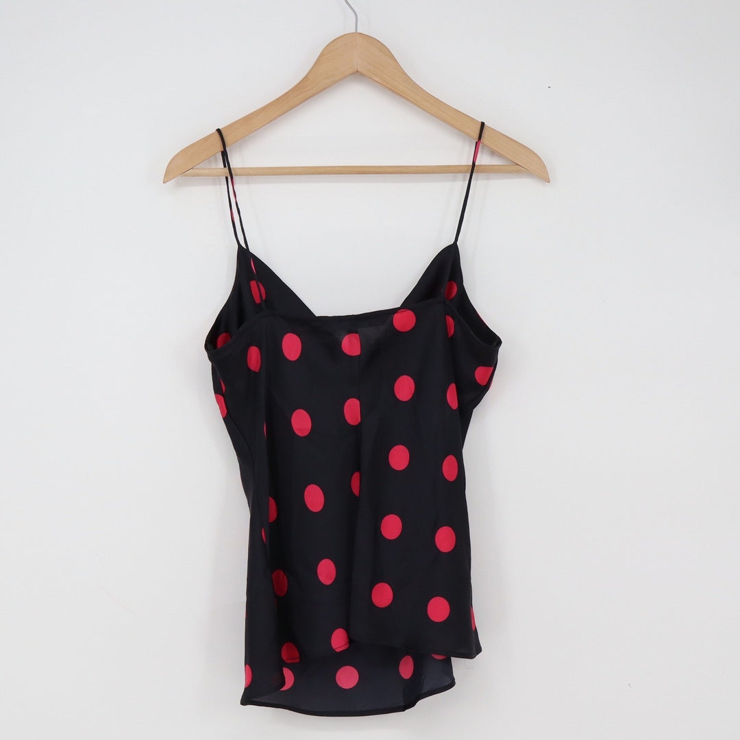 Zara Camisole Womens M Cowl Neck Black Red Polka Dot Spaghetti Strap Excellent