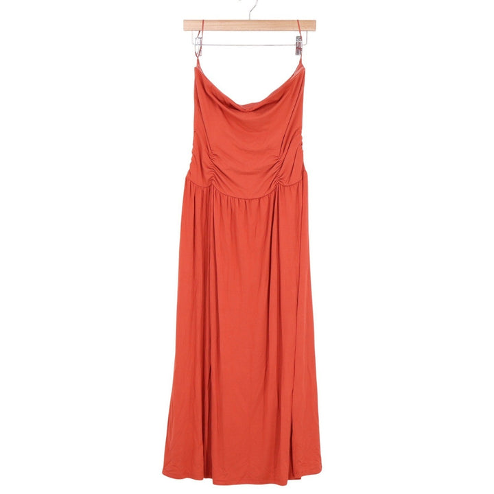 Old Navy SL Drop Waist Gingerspice Maxi Dress Cowl Neck Ruched Orange Medium
