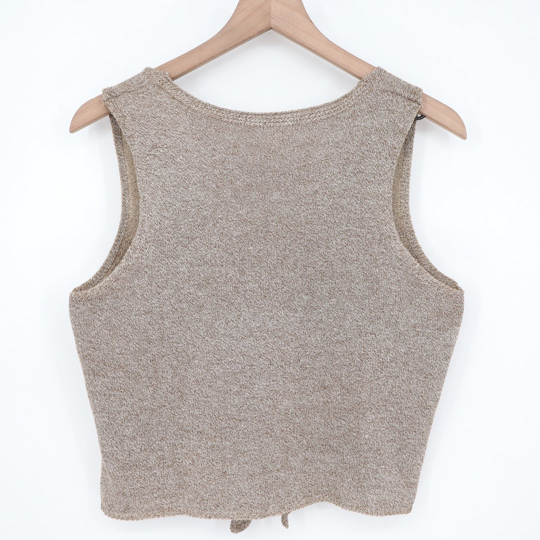 Cardigan Vest Womens L Barge Tight Knitted Cotton V-Neck Wide Strap Streetwear