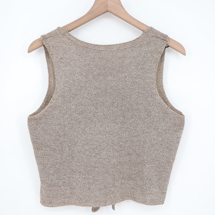 Cardigan Vest Womens L Barge Tight Knitted Cotton V-Neck Wide Strap Streetwear