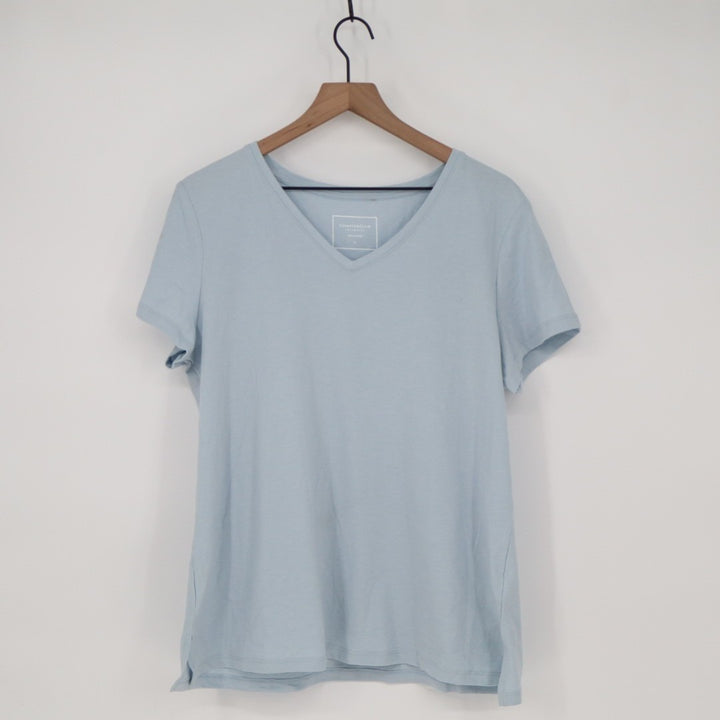 Charter Club Intimates Sleepwear Top Womens L Dolphin Blue V-Neck Short Sleeve