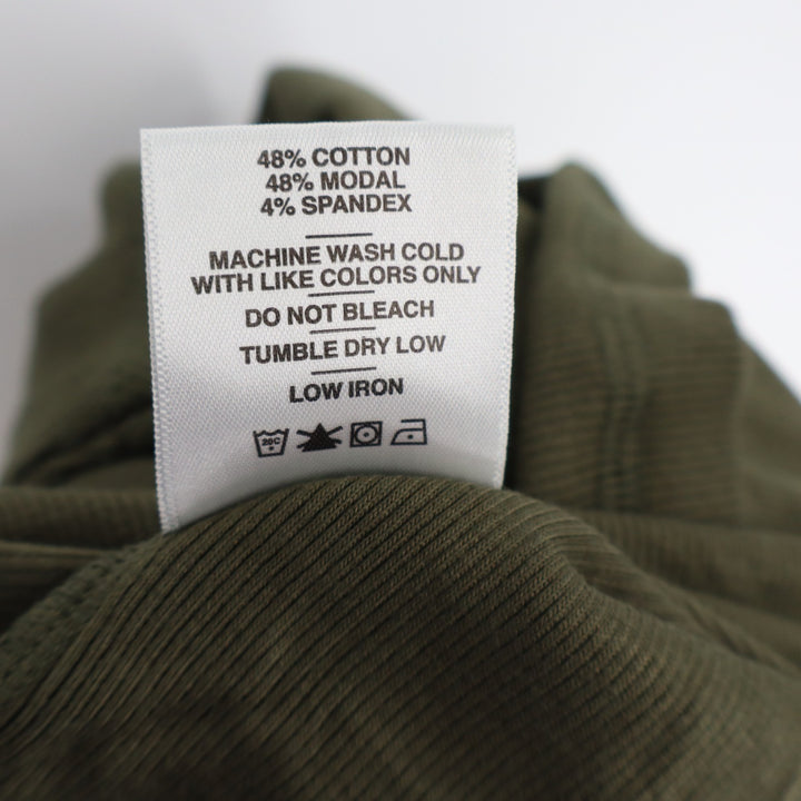 American Giant Luxe Rib Womens Small Olive Green V-Notch Long Sleeve Pullover
