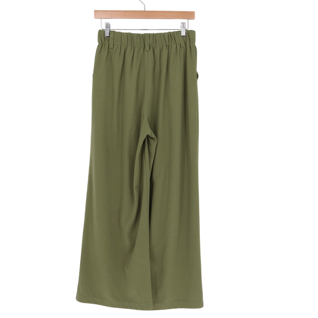 Halara Dress Pants Womens Small Petite Olive Stretch Pleated High Rise Wide Leg