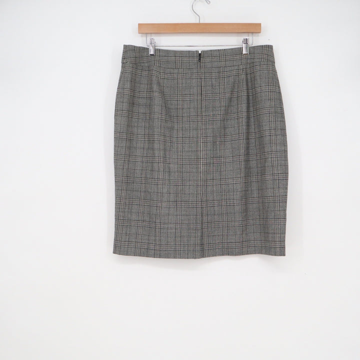 Banana Republic Gray Glen Plaid Wool Blend Pencil Skirt Size 14 Career Office