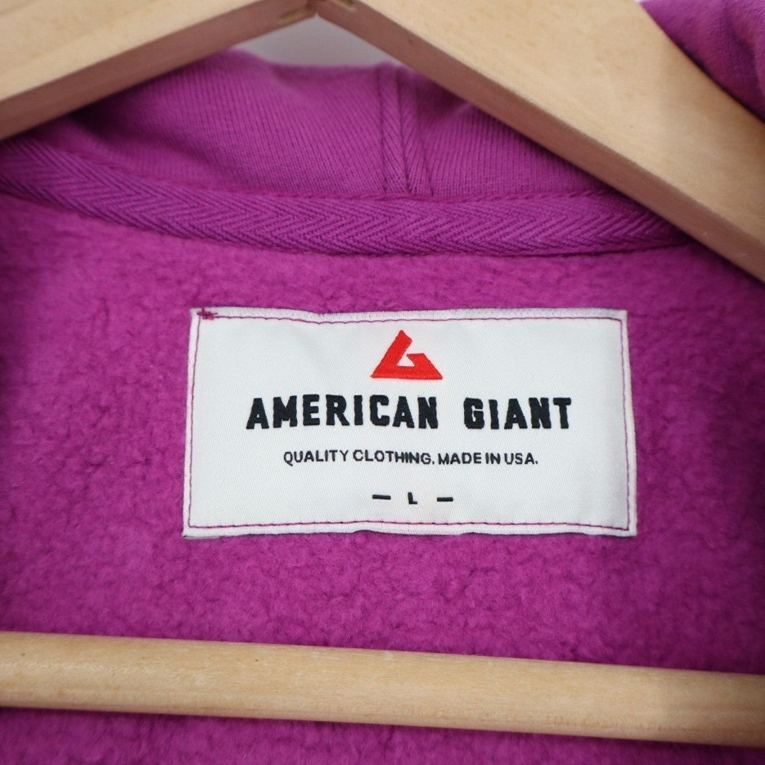 American Giant Hoodie Womens Large Purple Fleece Lined Kangaroo Pocket Full Zip