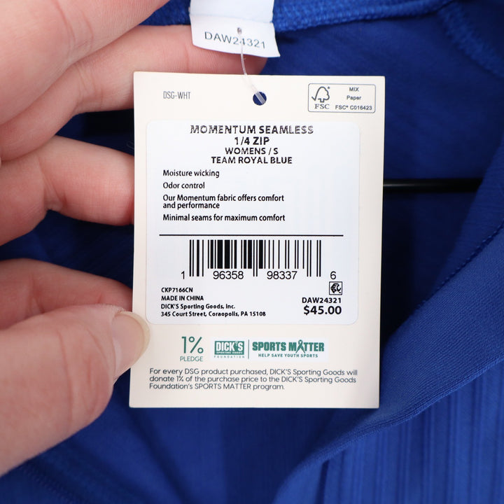 DSG Momentum Seamless 1/4 Zip Pullover Womens S Team Royal Blue