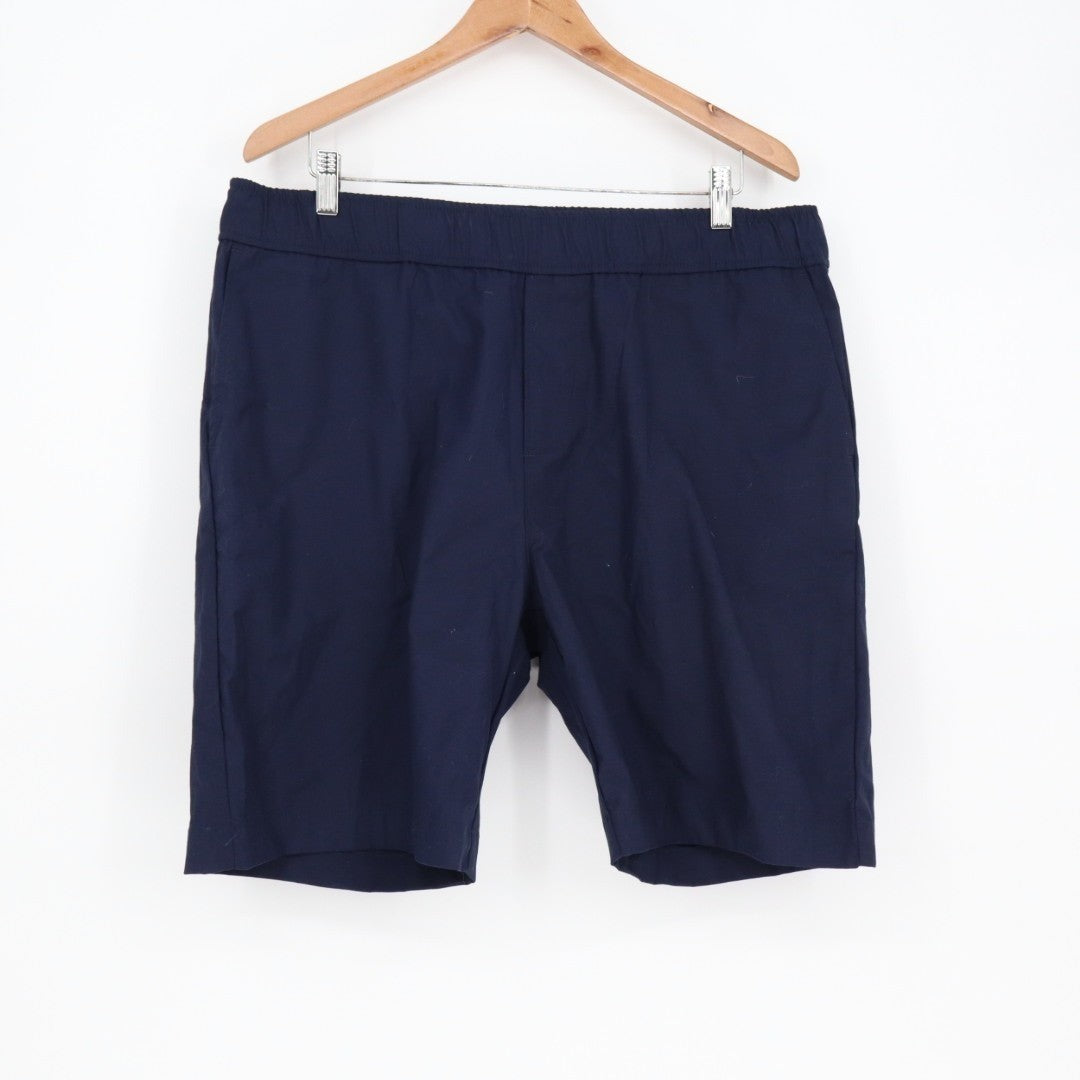 American Giant Lightweight Beach Short Mens XL Blue Slash Pockets Elastic Waist